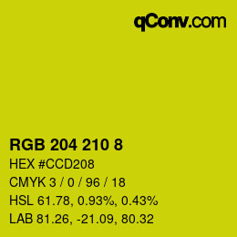 カラーコード: RGB 204 210 8 | qconv.com