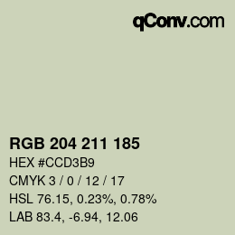 Color code: RGB 204 211 185 | qconv.com