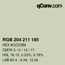 カラーコード: RGB 204 211 185 | qconv.com