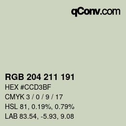 カラーコード: RGB 204 211 191 | qconv.com