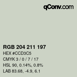 颜色代码: RGB 204 211 197 | qconv.com