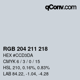 カラーコード: RGB 204 211 218 | qconv.com