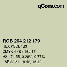 Farbcode: RGB 204 212 179 | qconv.com