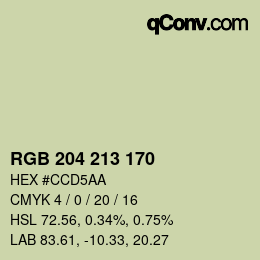 Código de color: RGB 204 213 170 | qconv.com