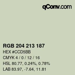 Color code: RGB 204 213 187 | qconv.com