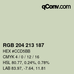 Código de color: RGB 204 213 187 | qconv.com
