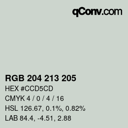 カラーコード: RGB 204 213 205 | qconv.com