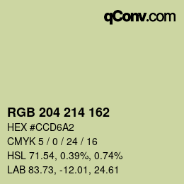カラーコード: RGB 204 214 162 | qconv.com