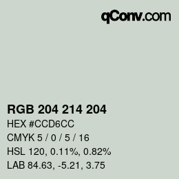 Color code: RGB 204 214 204 | qconv.com