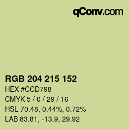 Código de color: RGB 204 215 152 | qconv.com