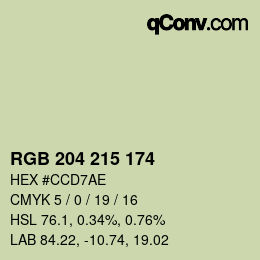 カラーコード: RGB 204 215 174 | qconv.com