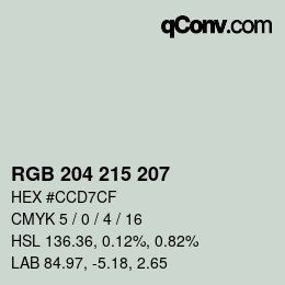 カラーコード: RGB 204 215 207 | qconv.com