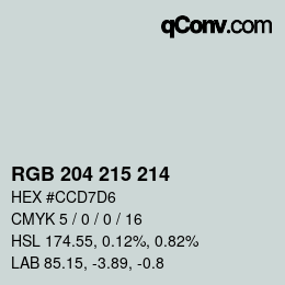 Código de color: RGB 204 215 214 | qconv.com