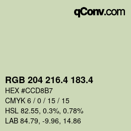 カラーコード: RGB 204 216.4 183.4 | qconv.com