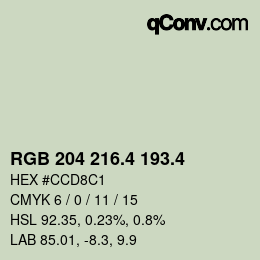 カラーコード: RGB 204 216.4 193.4 | qconv.com
