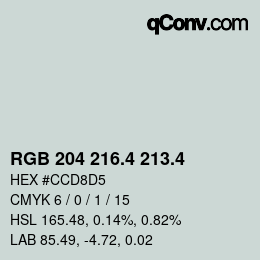 カラーコード: RGB 204 216.4 213.4 | qconv.com