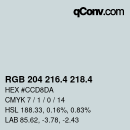 カラーコード: RGB 204 216.4 218.4 | qconv.com