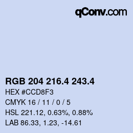 カラーコード: RGB 204 216.4 243.4 | qconv.com
