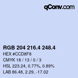 カラーコード: RGB 204 216.4 248.4 | qconv.com