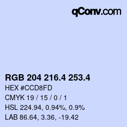 カラーコード: RGB 204 216.4 253.4 | qconv.com