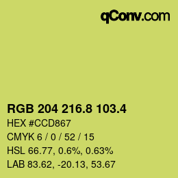 カラーコード: RGB 204 216.8 103.4 | qconv.com