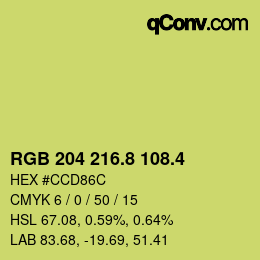 カラーコード: RGB 204 216.8 108.4 | qconv.com