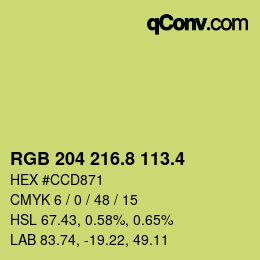 カラーコード: RGB 204 216.8 113.4 | qconv.com
