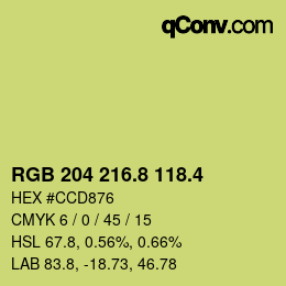 カラーコード: RGB 204 216.8 118.4 | qconv.com