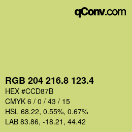 カラーコード: RGB 204 216.8 123.4 | qconv.com