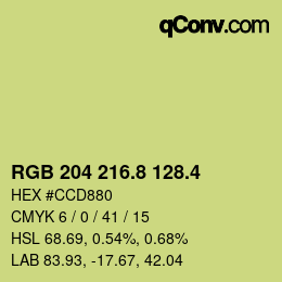 カラーコード: RGB 204 216.8 128.4 | qconv.com