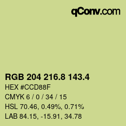 カラーコード: RGB 204 216.8 143.4 | qconv.com