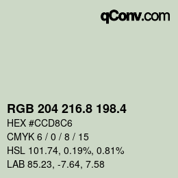 カラーコード: RGB 204 216.8 198.4 | qconv.com