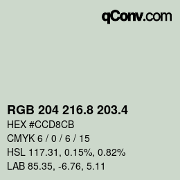 カラーコード: RGB 204 216.8 203.4 | qconv.com