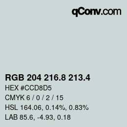 カラーコード: RGB 204 216.8 213.4 | qconv.com