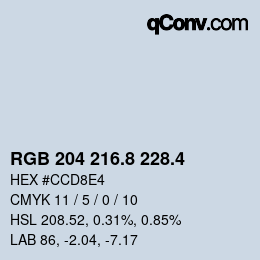 カラーコード: RGB 204 216.8 228.4 | qconv.com