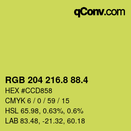 カラーコード: RGB 204 216.8 88.4 | qconv.com