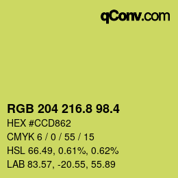 カラーコード: RGB 204 216.8 98.4 | qconv.com