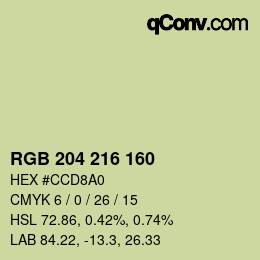 カラーコード: RGB 204 216 160 | qconv.com