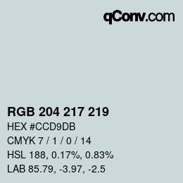 Color code: RGB 204 217 219 | qconv.com
