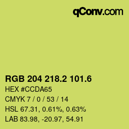カラーコード: RGB 204 218.2 101.6 | qconv.com