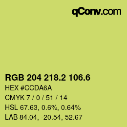 カラーコード: RGB 204 218.2 106.6 | qconv.com