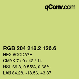 カラーコード: RGB 204 218.2 126.6 | qconv.com