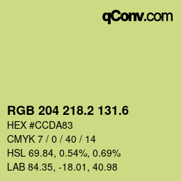 カラーコード: RGB 204 218.2 131.6 | qconv.com