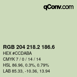 カラーコード: RGB 204 218.2 186.6 | qconv.com