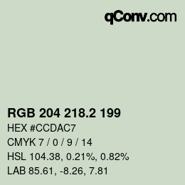 カラーコード: RGB 204 218.2 199 | qconv.com