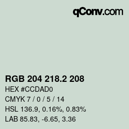 カラーコード: RGB 204 218.2 208 | qconv.com