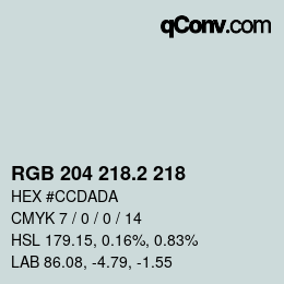 カラーコード: RGB 204 218.2 218 | qconv.com