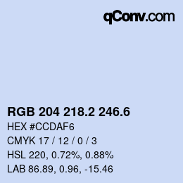 カラーコード: RGB 204 218.2 246.6 | qconv.com
