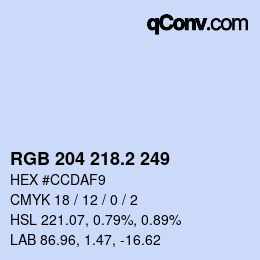 カラーコード: RGB 204 218.2 249 | qconv.com