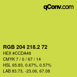 カラーコード: RGB 204 218.2 72 | qconv.com